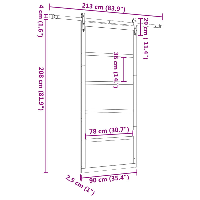 Drzwi przesuwne naturalny 90 x 208 cm Lite drewno sosnowe