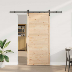 Drzwi przesuwne naturalny 80 x 208 cm Lite drewno sosnowe