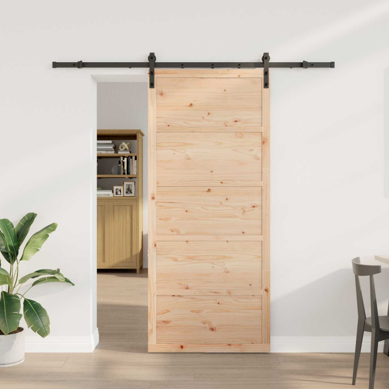 Drzwi przesuwne naturalny 90 x 208 cm Lite drewno sosnowe