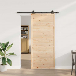 Drzwi przesuwne naturalny 80 x 208 cm Lite drewno sosnowe