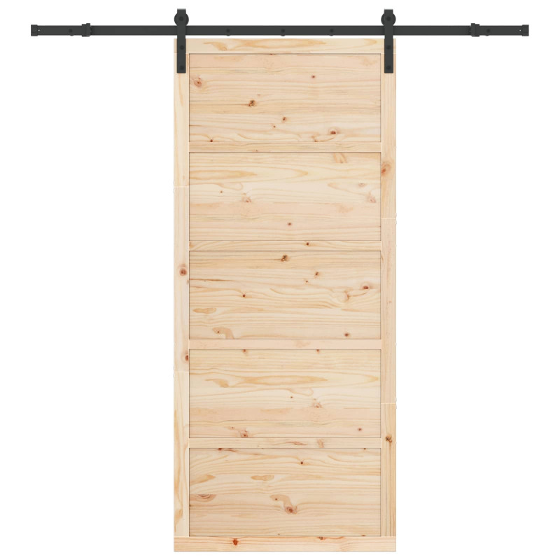Drzwi przesuwne naturalny 100 x 208 cm Lite drewno sosnowe