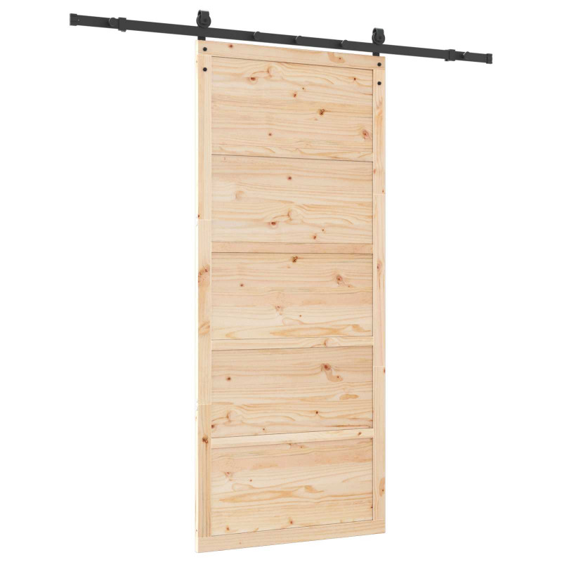 Drzwi przesuwne naturalny 90 x 208 cm Lite drewno sosnowe