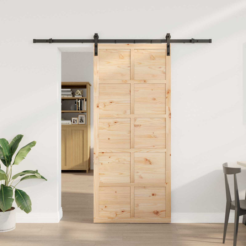 Drzwi przesuwne naturalny 100 x 208 cm Lite drewno sosnowe
