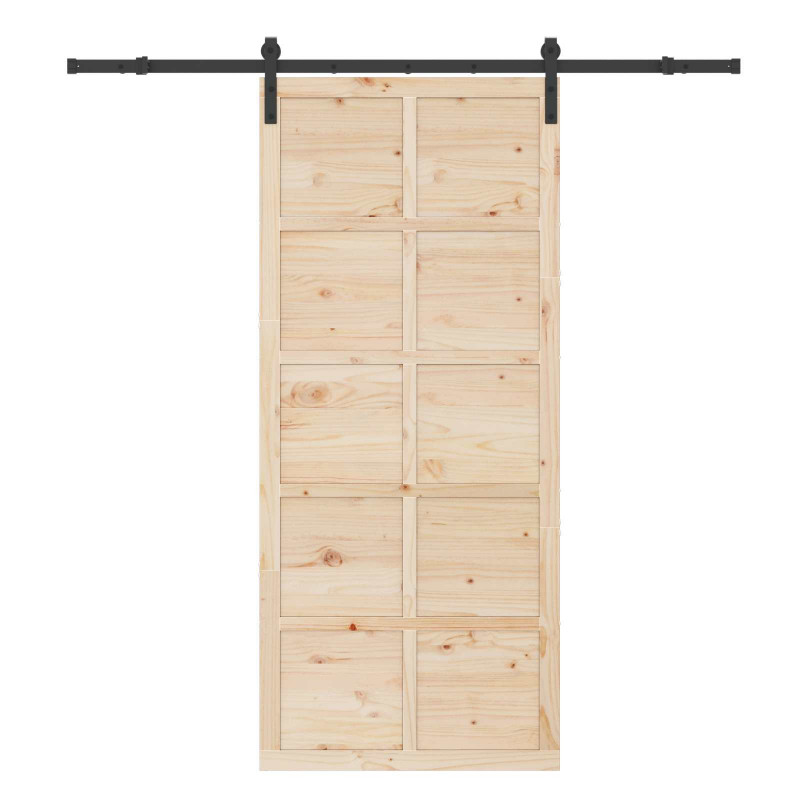 Drzwi przesuwne naturalny 100 x 208 cm Lite drewno sosnowe