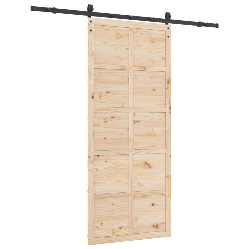 Drzwi przesuwne naturalny 100 x 208 cm Lite drewno sosnowe