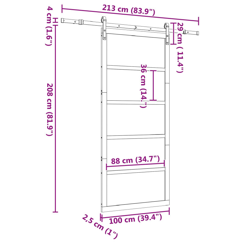 Drzwi przesuwne naturalny 100 x 208 cm Lite drewno sosnowe