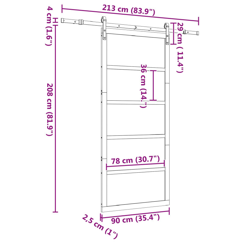 Drzwi przesuwne naturalny 90 x 208 cm Lite drewno sosnowe