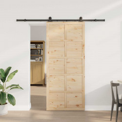 Drzwi przesuwne naturalny 100 x 208 cm Lite drewno sosnowe