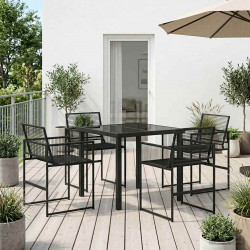 Zestaw do jadalni w ogrodzie 5 pcs Czarny polirattan