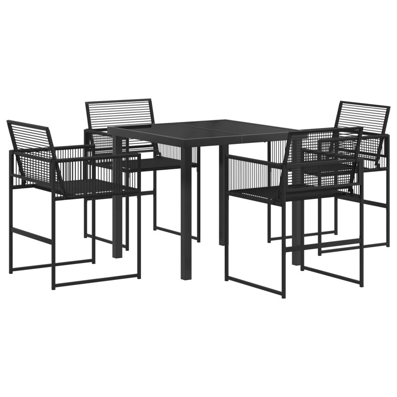 Zestaw do jadalni w ogrodzie 5 pcs Czarny polirattan