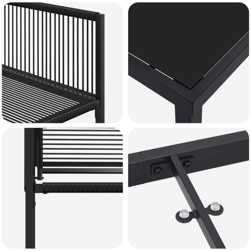 Zestaw do jadalni w ogrodzie 5 pcs Czarny polirattan
