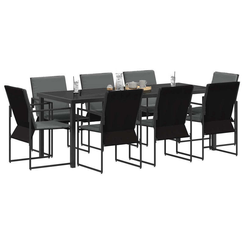 Zestaw do jadalni w ogrodzie 9 pcs Czarny i antracyt