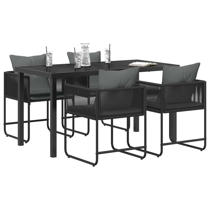 Zestaw do jadalni w ogrodzie 5 pcs Czarny i antracyt