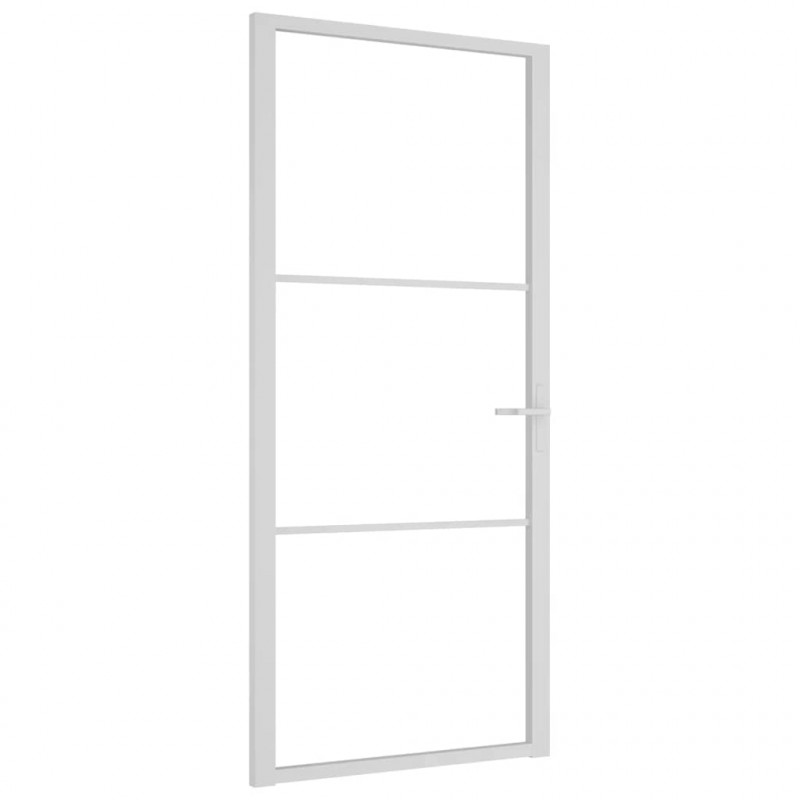 Drzwi wewnętrzne, 93x201,5 cm, białe, szkło ESG i aluminium