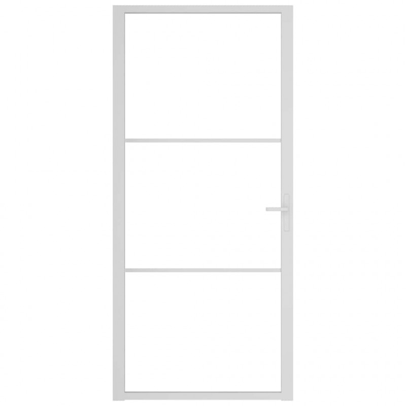 Drzwi wewnętrzne, 93x201,5 cm, białe, szkło ESG i aluminium