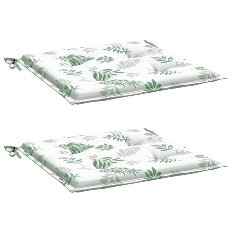 Poduszki na krzesła, 2 szt., wzór w liście, 40x40x4 cm, tkanina