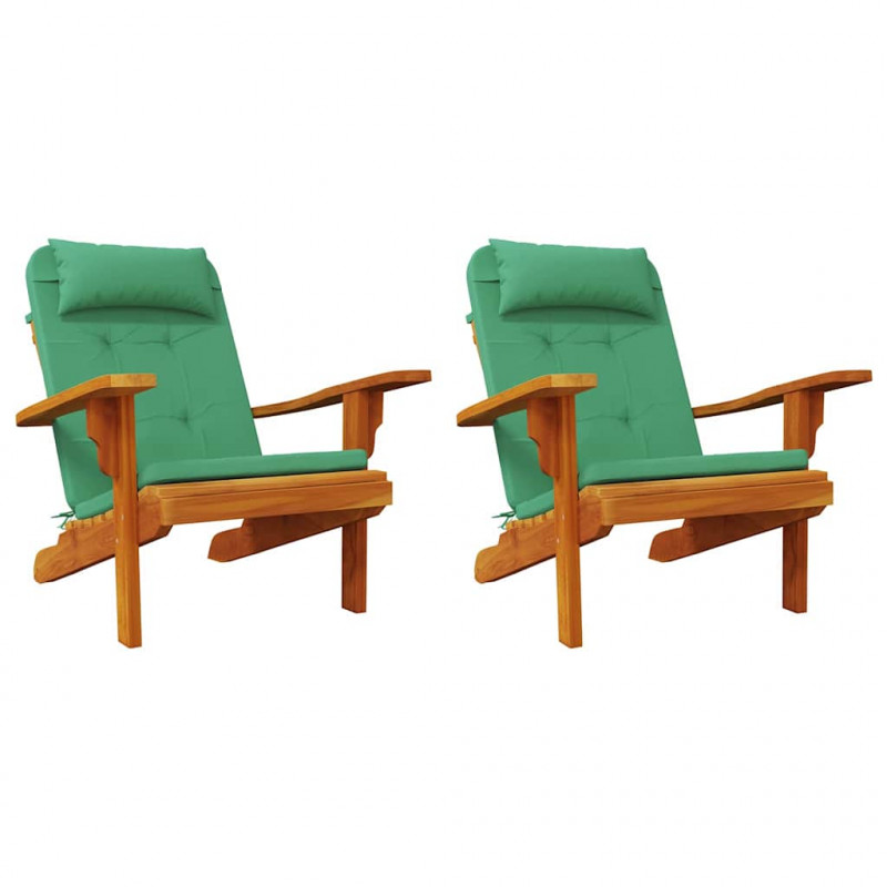 Poduszki na krzesła Gładki 2 pcs Zielony 58 x 77 x 4,5 cm