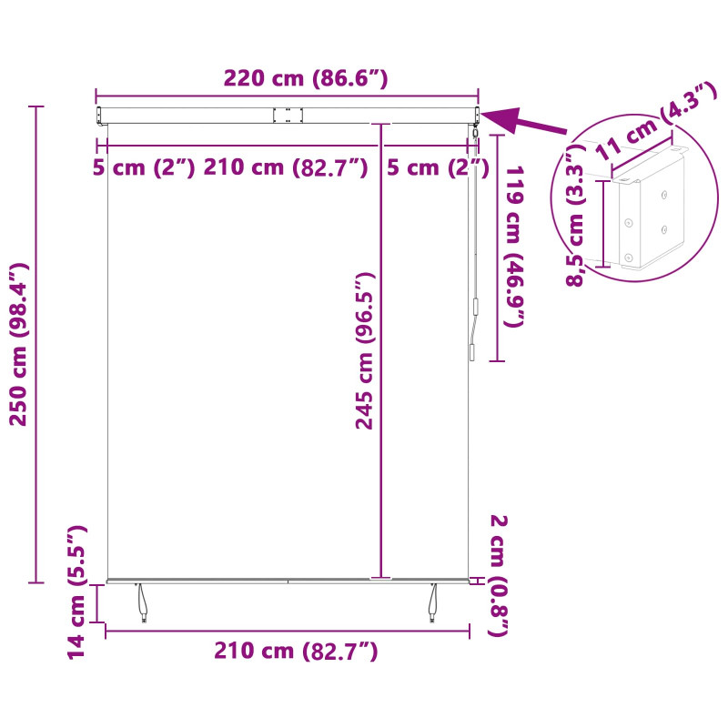 Roleta Żółty i Niebieski 200 x 250 cm Materiał i Aluminium