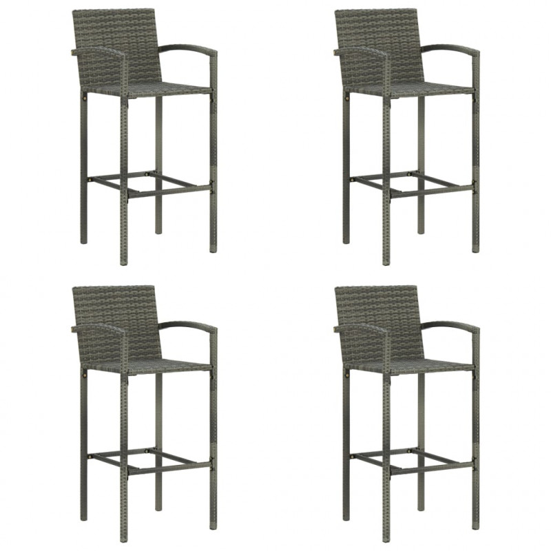 Stołki barowe, 4 szt., szare, polirattan