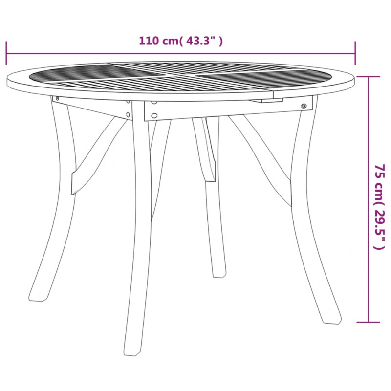 Stół ogrodowy, Ø110 cm, lite drewno akacjowe