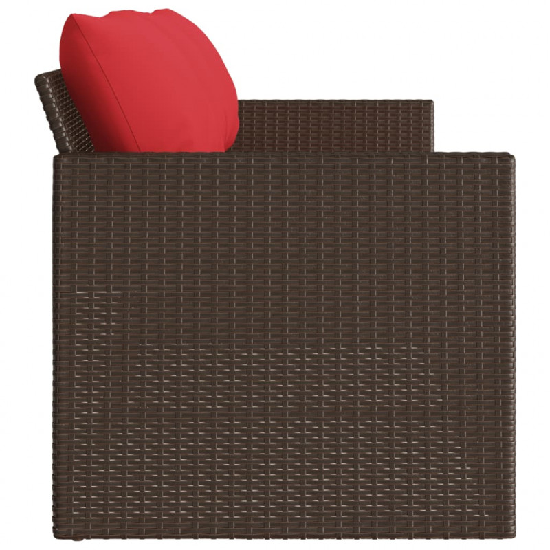 Sofa ogrodowa z poduszkami, 3-osobowa, brązowa, polirattan