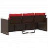 Sofa ogrodowa z poduszkami, 3-osobowa, brązowa, polirattan