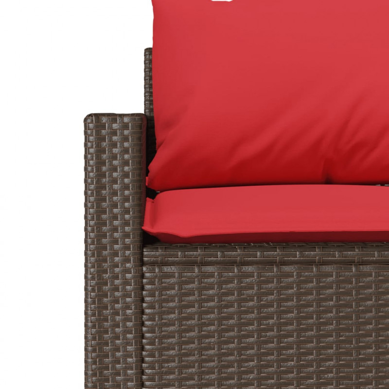 Sofa ogrodowa z poduszkami, 3-osobowa, brązowa, polirattan