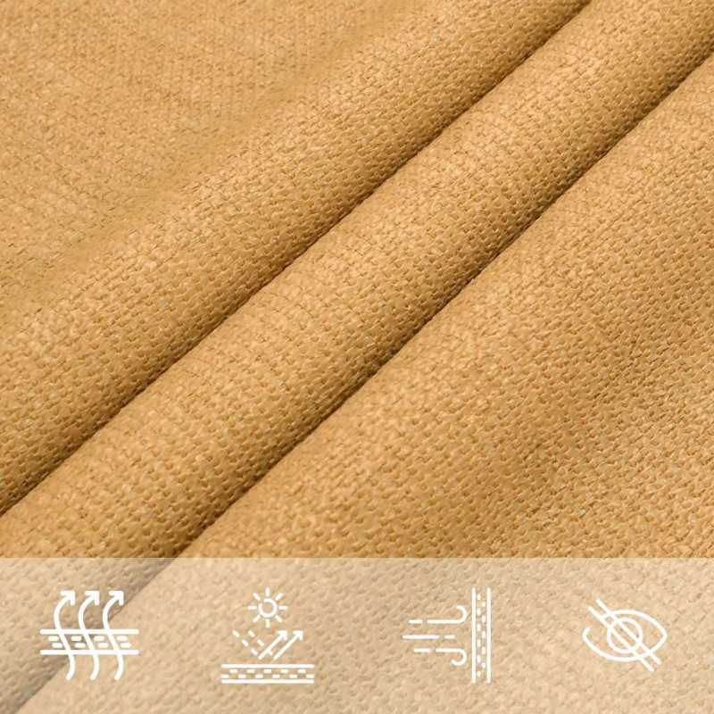 Żagiel przeciwsłoneczny, 160 g/m², piaskowy, 5x5x5 m, HDPE