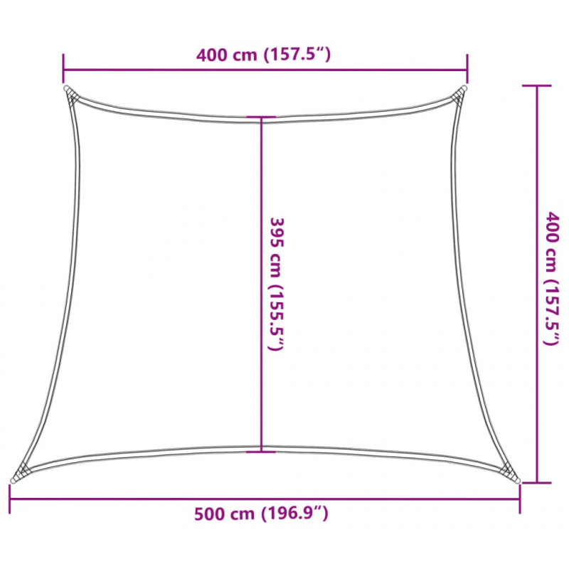 Żagiel przeciwsłoneczny, 160 g/m², trapez, jasnoszary, 4/5x4 m