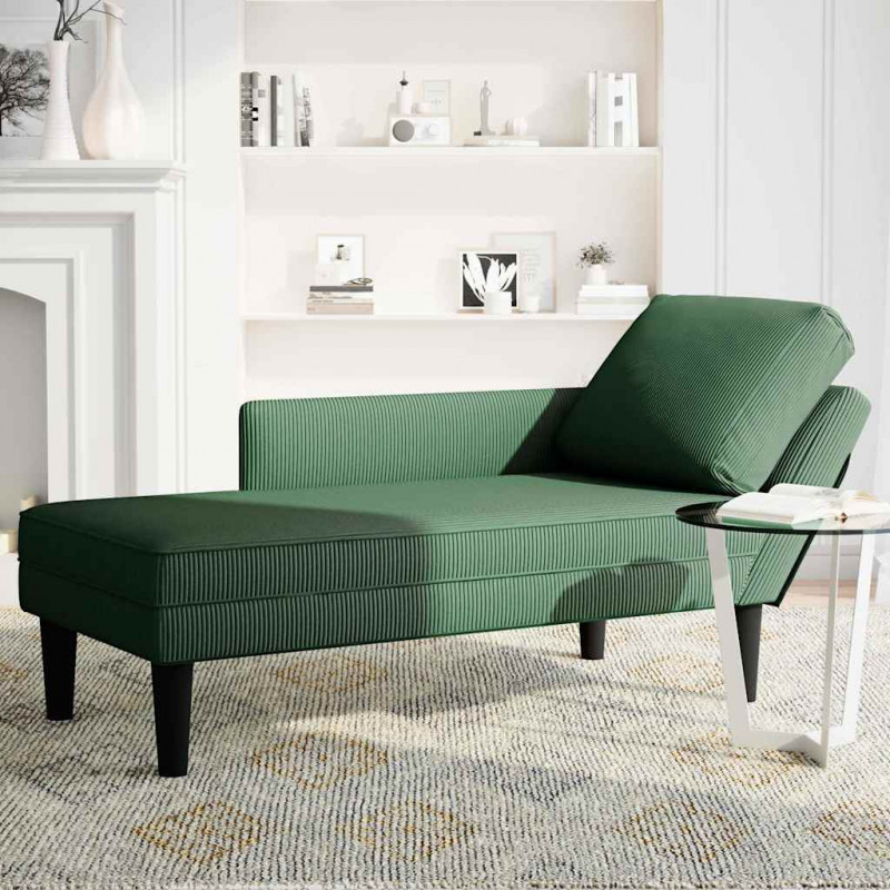 Leżanka z Poduszką ciemnozielona Corduroy Fabric