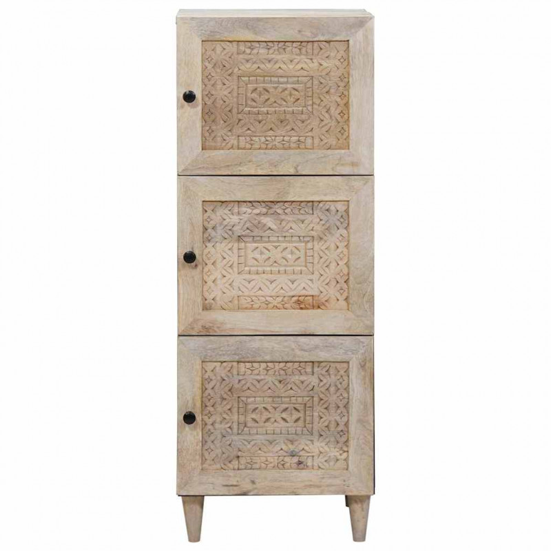 Highboard Biały 40 x 33 x 110 cm lite drewno mango