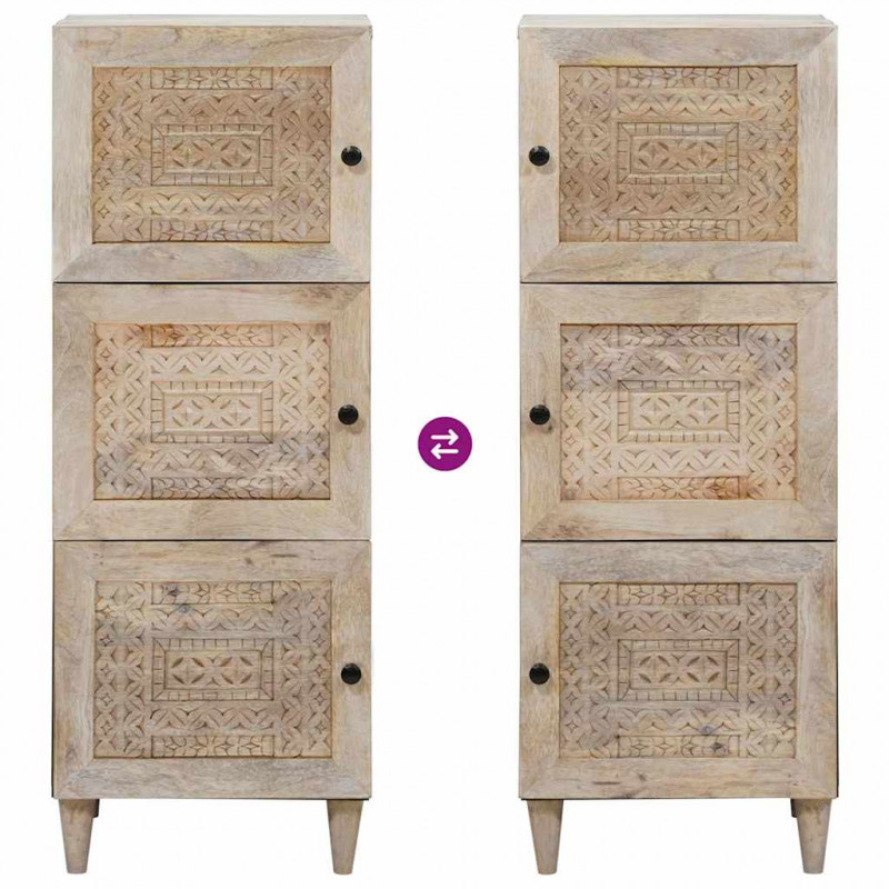 Highboard Biały 40 x 33 x 110 cm lite drewno mango