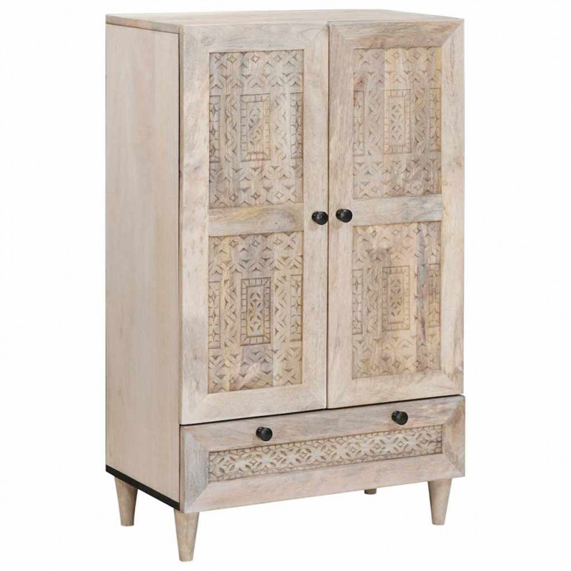 Highboard Biały 60 x 33 x 100 cm lite drewno mango