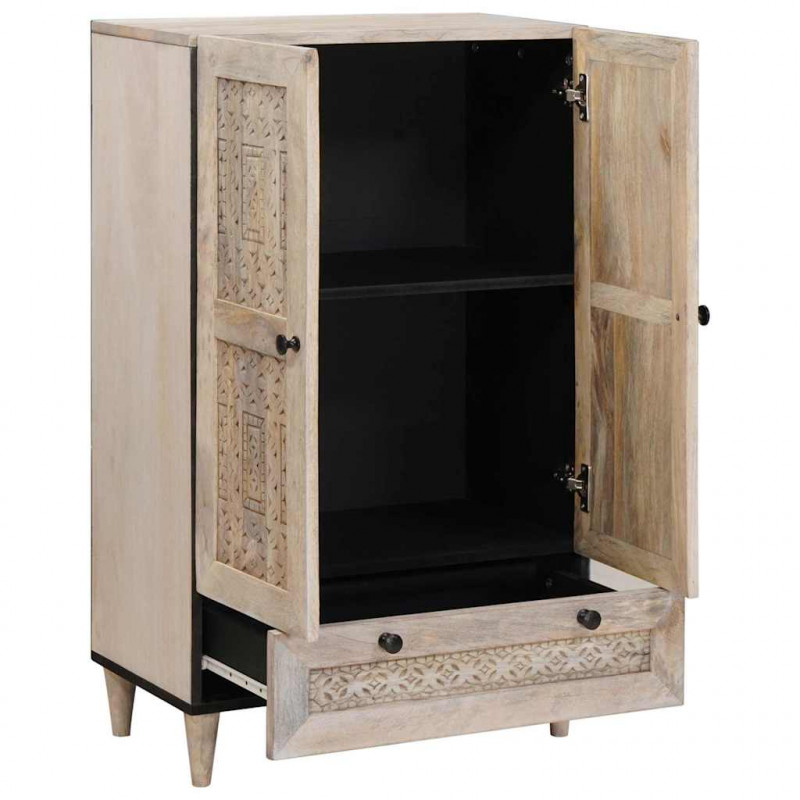 Highboard Biały 60 x 33 x 100 cm lite drewno mango