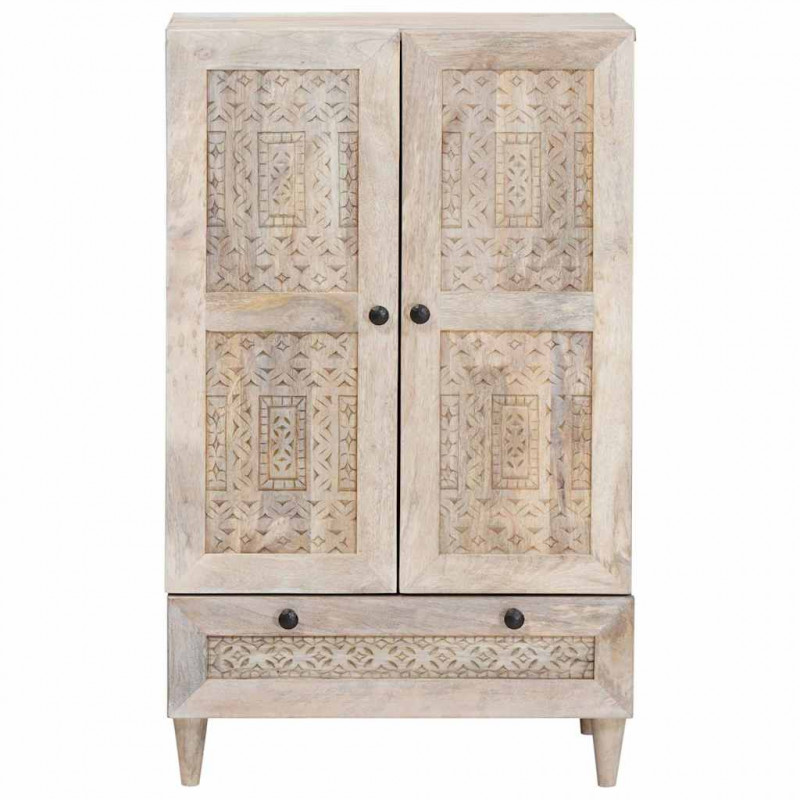 Highboard Biały 60 x 33 x 100 cm lite drewno mango