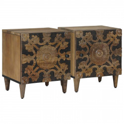 Szafka Nocna 2 pcs Brązowy 40 x 33,5 x 46 cm Drewno z mango