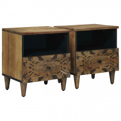 Szafka łóżkowa 2 pcs Brązowy 40 x 33 x 46 cm Drewno z mango