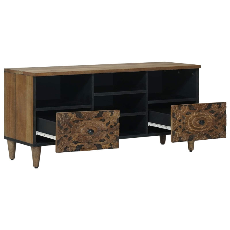 Szafka pod telewizor Brązowy 100 x 33,5 x 46 cm Drewno z mango