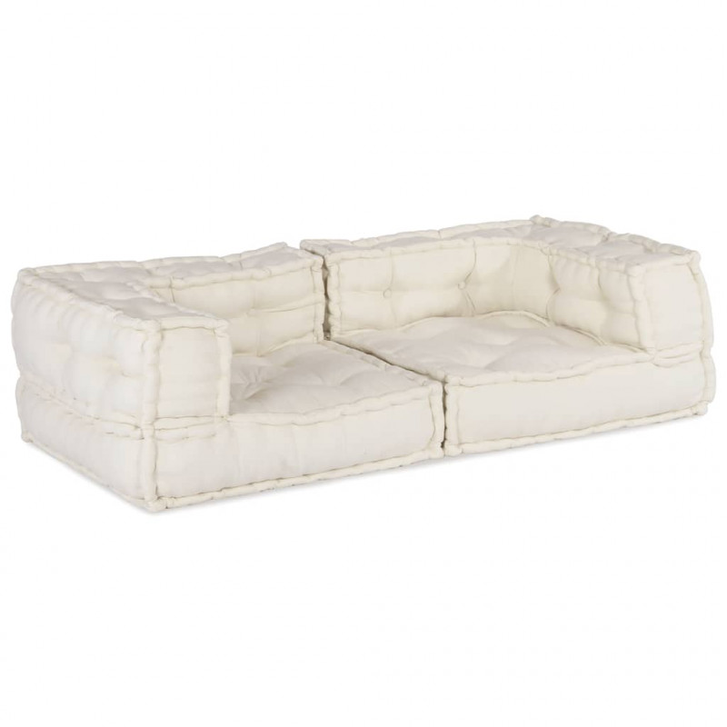 2-osobowa sofa modułowa Kremowy 140x70x36 Tkanina