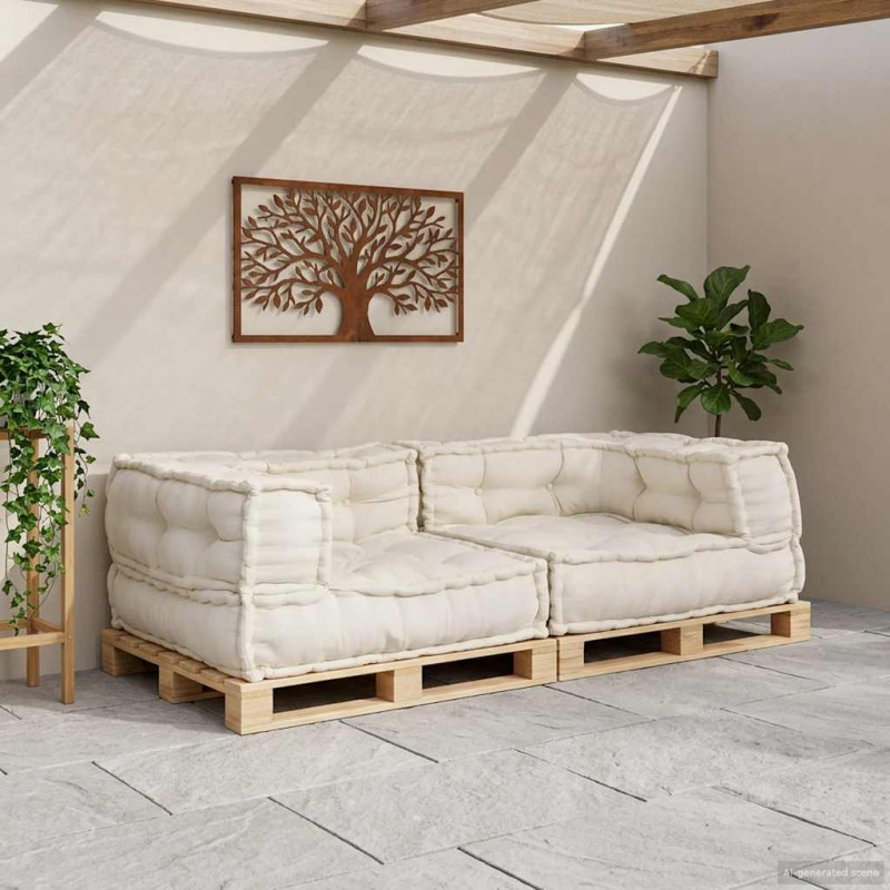 2-osobowa sofa modułowa Kremowy 140x70x36 Tkanina