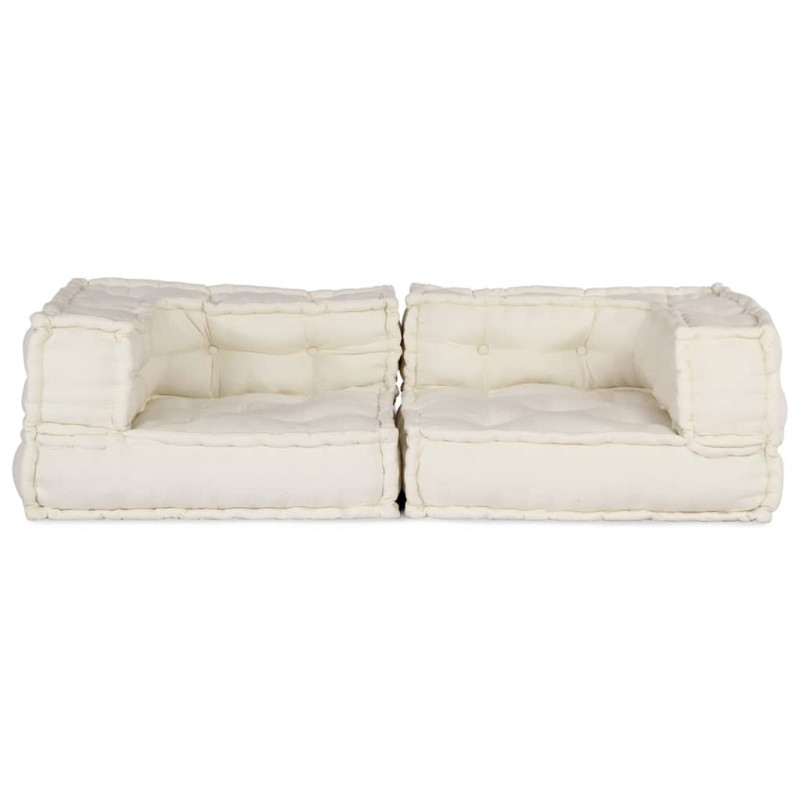 2-osobowa sofa modułowa Kremowy 140x70x36 Tkanina