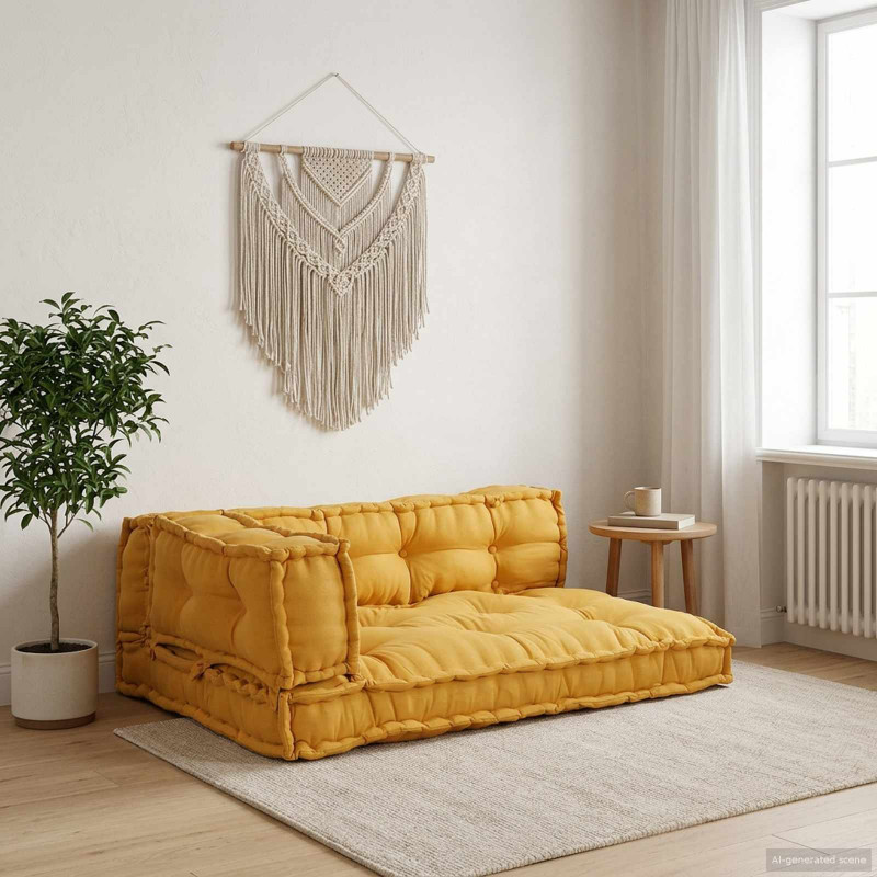 Poduszka do sofy paletowej 3 pcs żółty 120 x 80 x 38 cm tkanina