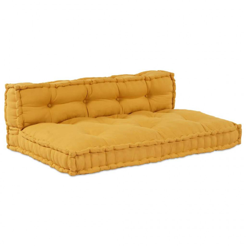 Poduszka do sofy paletowej 2 pcs żółty 120 x 80 x 38 cm tkanina