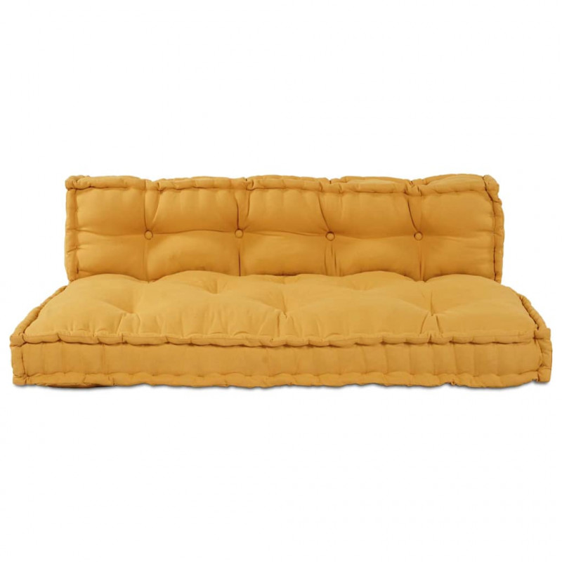 Poduszka do sofy paletowej 2 pcs żółty 120 x 80 x 38 cm tkanina