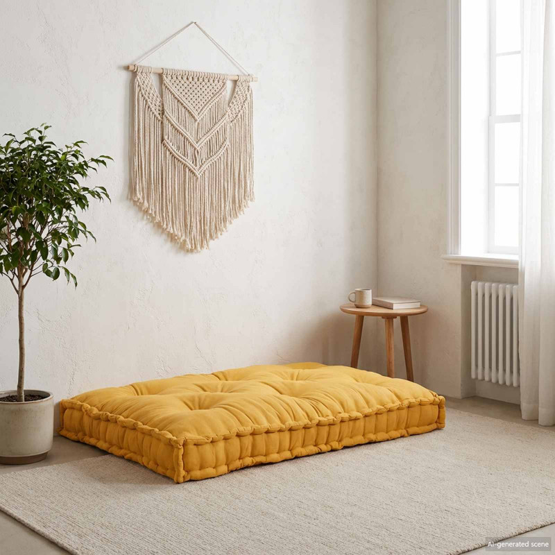 Poduszka do sofy paletowej żółty 120 x 80 x 12 cm tkanina