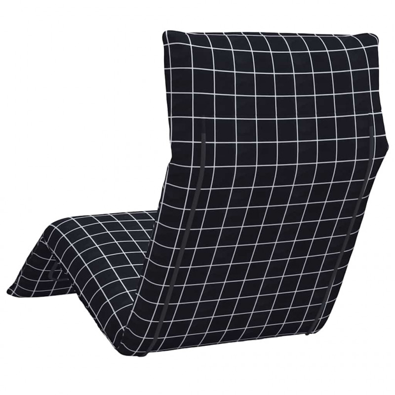 Leżak składany czarny wzór w kratkę 175x54x8,5cm tkanina Oxford