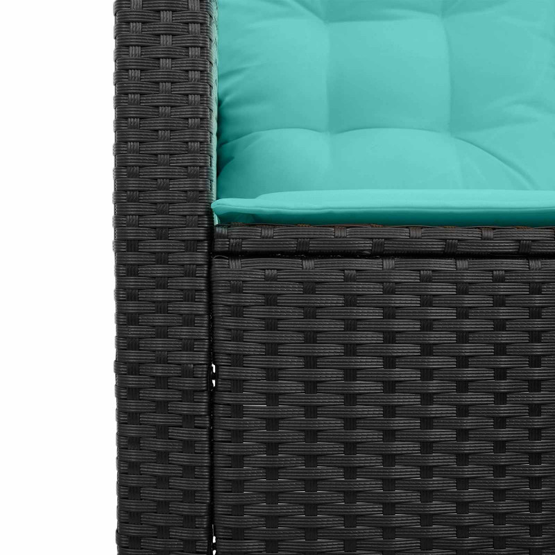 Sofa Ogrodowa z poduszką 2 pcs Czarny i Turkusowy Polirattan
