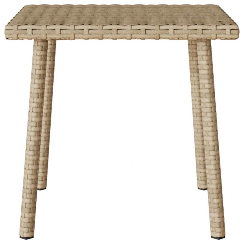 Stolik kawowy ogrodowy prostokątny beżowy 40x40x37cm polirattan