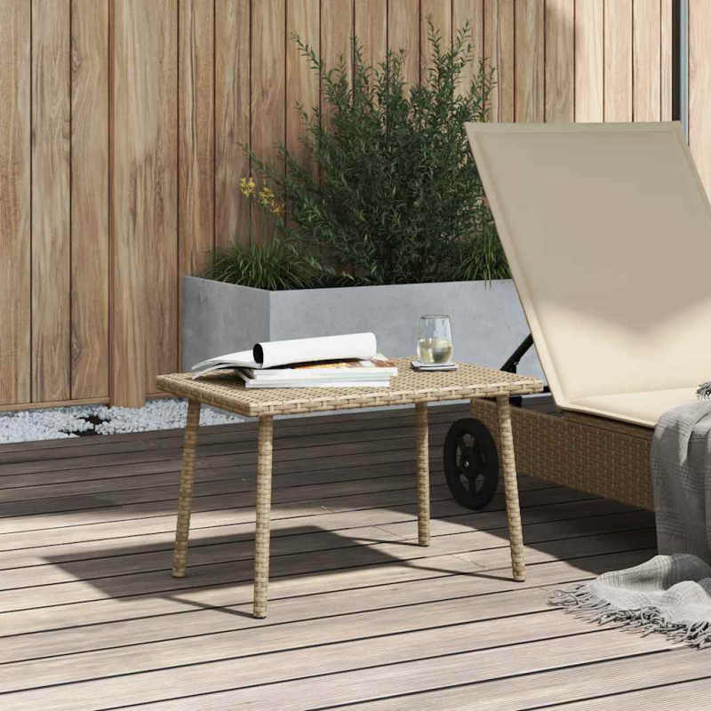 Stolik kawowy ogrodowy prostokątny beżowy 60x40x37cm polirattan