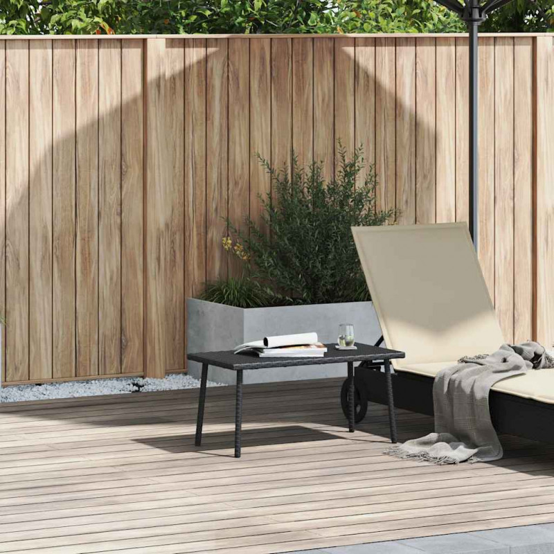 Stolik kawowy ogrodowy prostokątny czarny 80x40x37cm polirattan